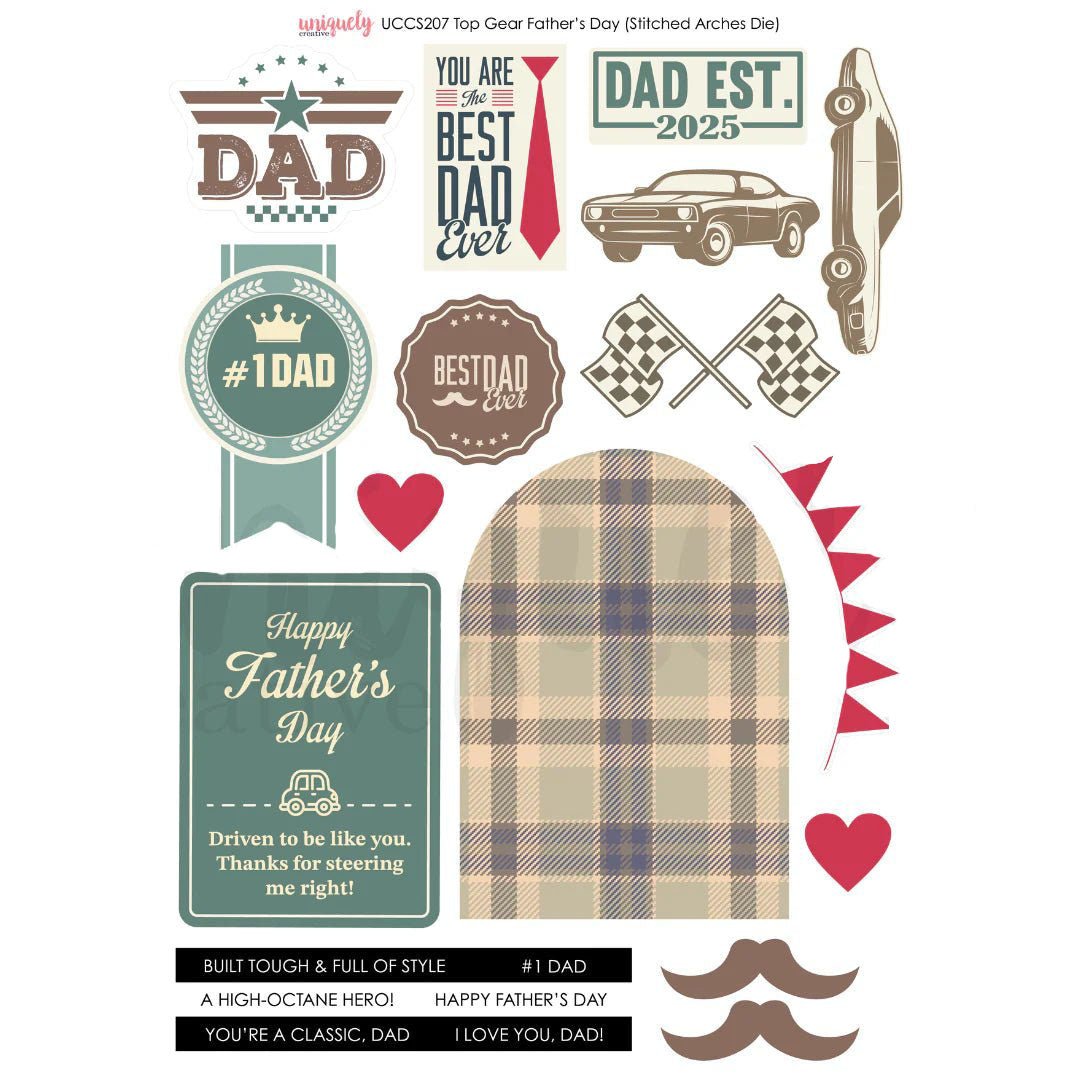 Uniquely Creative - Father's Day "Top Gear" Cut - a - Part Sheet - The Crafty Kiwi