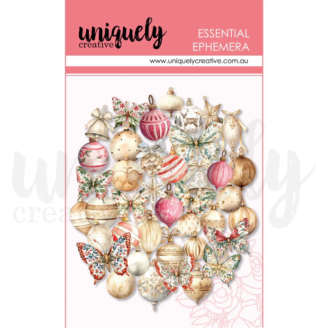 Uniquely Creative - Home for Christmas - Baubles & Butterflies Ephemera - The Crafty Kiwi