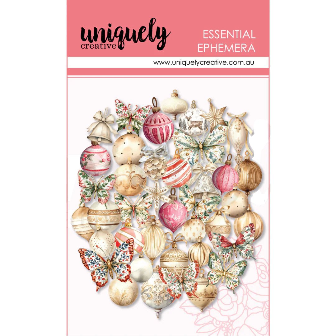 Uniquely Creative - Home for Christmas - Baubles & Butterflies Ephemera - The Crafty Kiwi