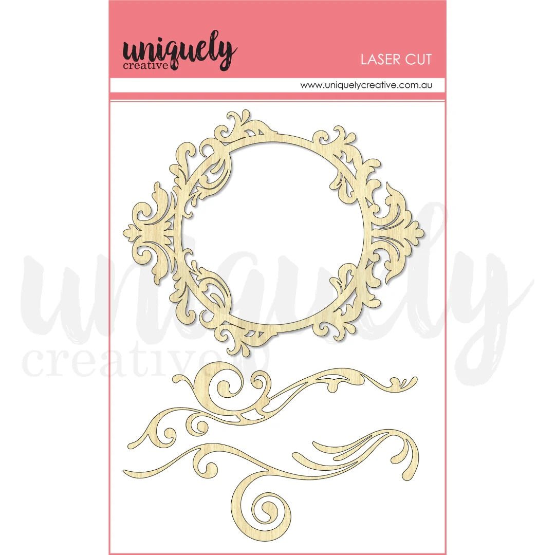 Uniquely Creative - Laser Cut Stickers - Wooden Frame & Flourishes - The Crafty Kiwi
