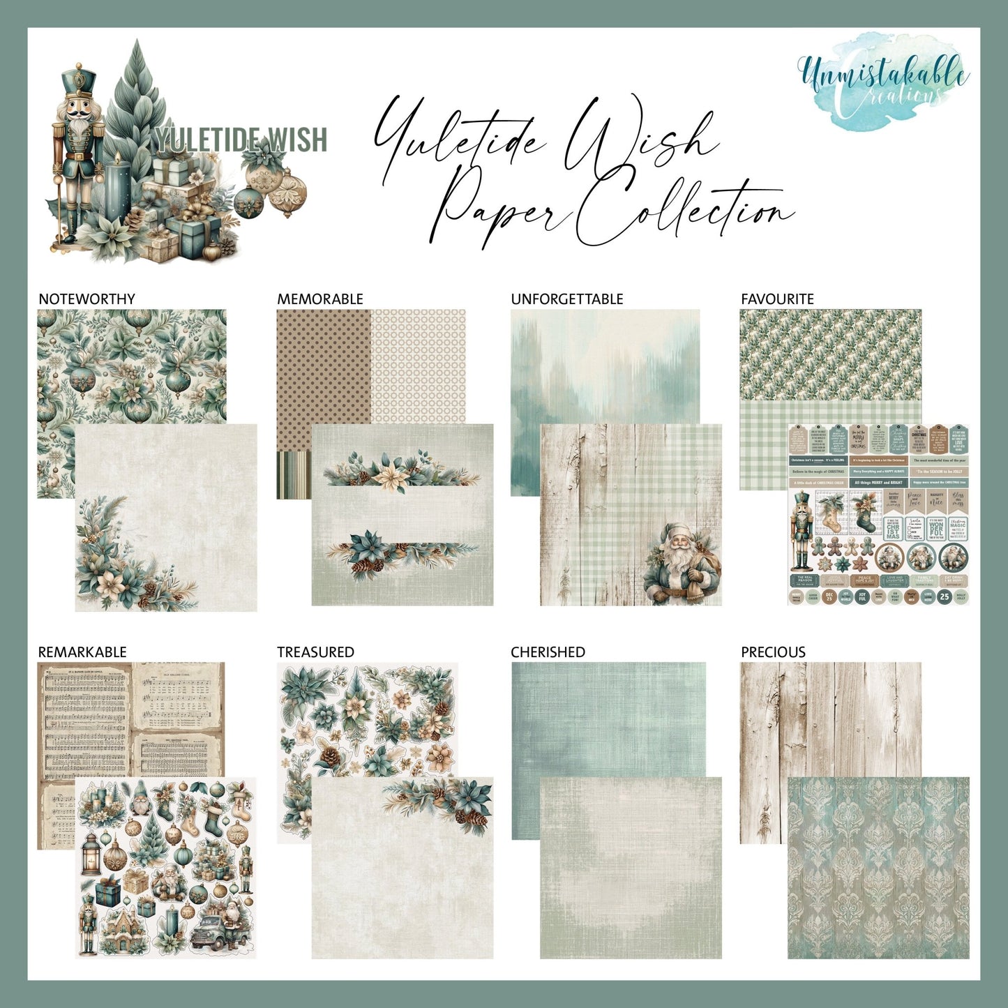 Unmistakable Creations - 12x12 Collection Kit - Yuletide Wish - The Crafty Kiwi