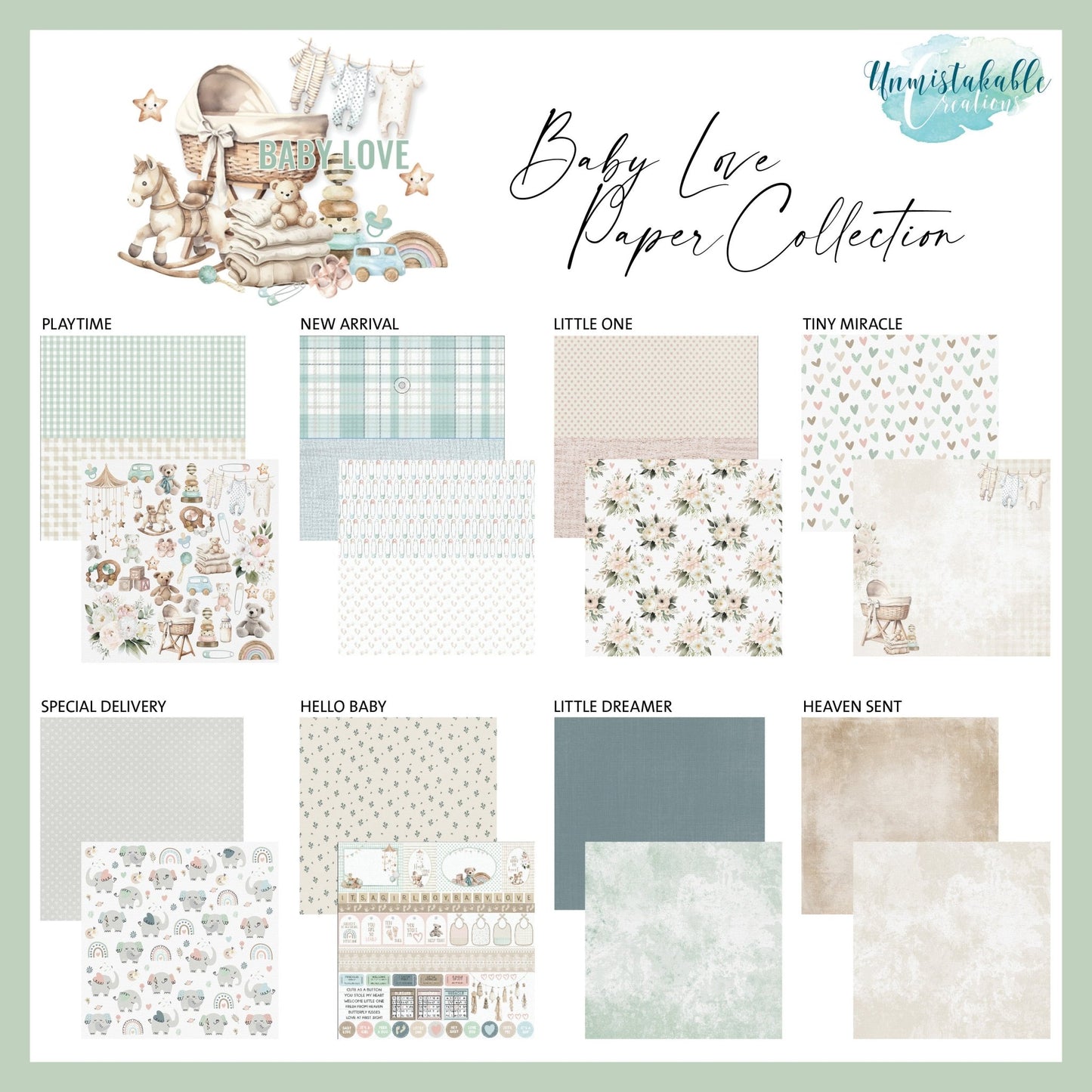 Unmistakable Creations - Baby Love Layout Pack - The Crafty Kiwi