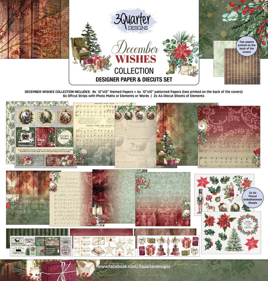 3Quarter Designs - December Wishes 12x12 Collection + Die Cut Kit - The Crafty Kiwi