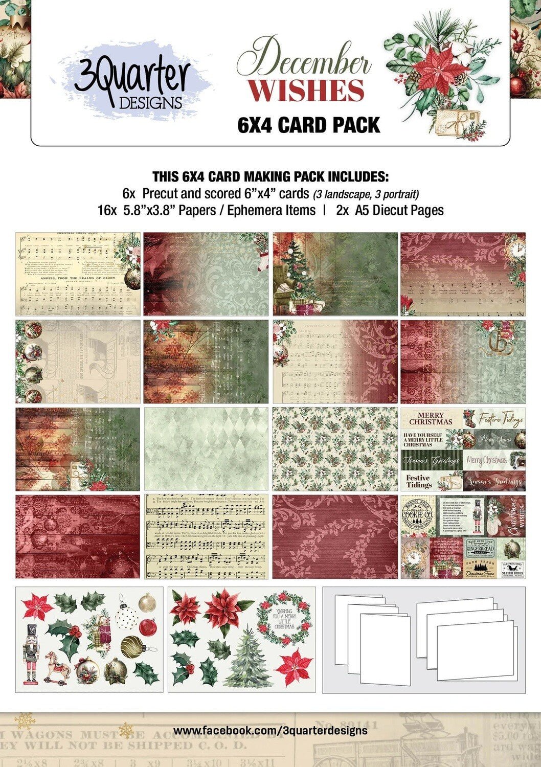 3Quarter Designs - December Wishes 6x4 Card Kit - The Crafty Kiwi