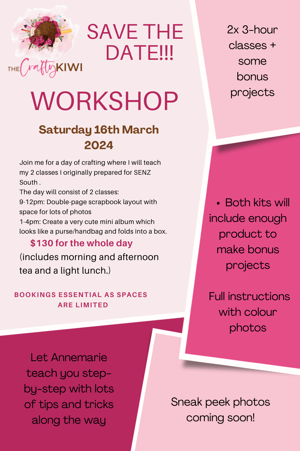 Annemarie's Workshop Saturday 16th March 2024 - The Crafty Kiwi