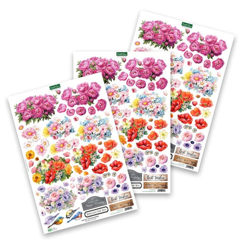 Katy Sue - Bouquet & Birds Die Cut 3D Decoupage (1/sheet) - The Crafty Kiwi