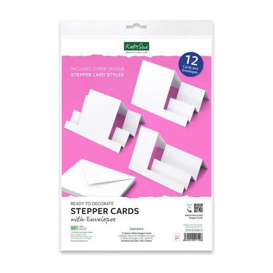 Katy Sue - Stepper Cards & Envelopes - Mixed Styles (pack of 12) - The Crafty Kiwi