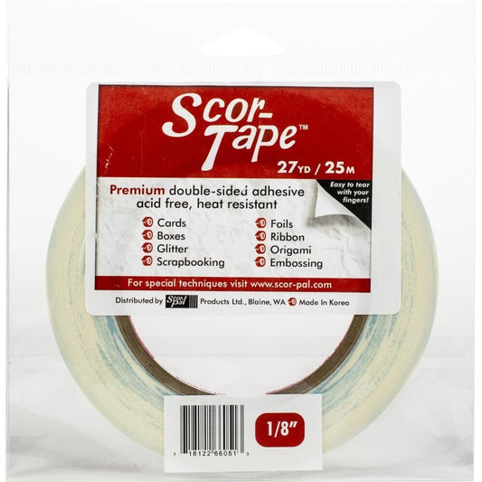 ScorPal - Scor-Tape Premium Double-sided Tape -27yd (24.7m) 0.125" / 1/8" - The Crafty Kiwi