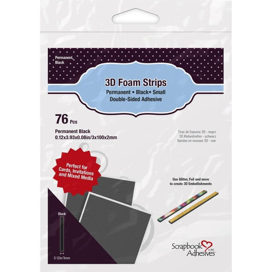 Scrapbook Adhesives - 3D Foam Strips (76/Pack) Black - The Crafty Kiwi