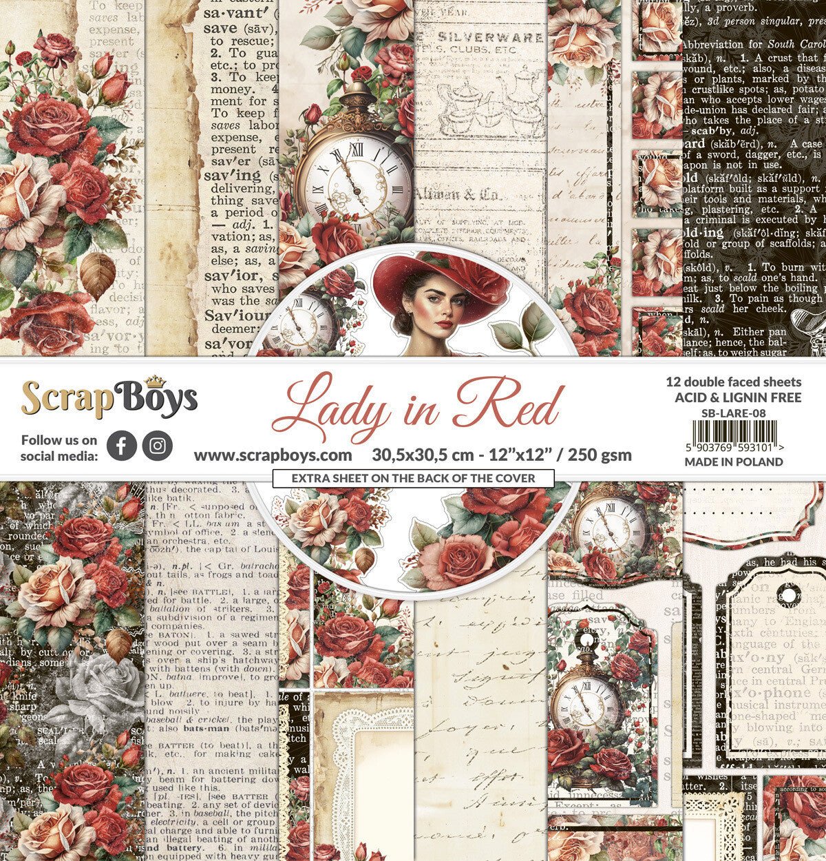 ScrapBoys - Lady In Red 12X12 - The Crafty Kiwi
