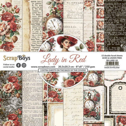 ScrapBoys - Lady In Red 8X8 - The Crafty Kiwi
