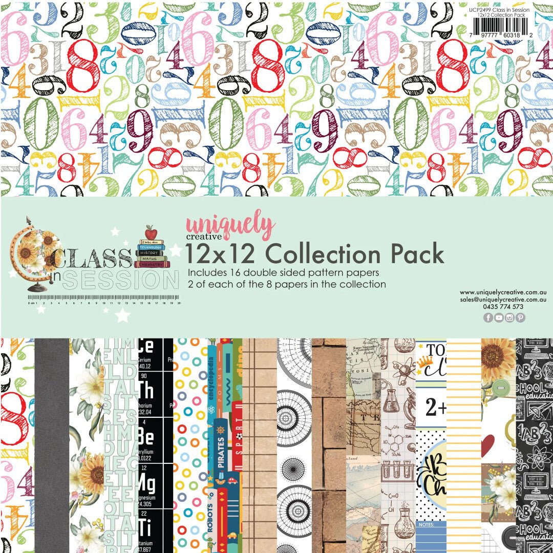 Uniquely Creative - Class in Session 12 x 12 Collection Pack (16 sheets) with Cut-a-Part Sheets and Creative Cuts - The Crafty Kiwi
