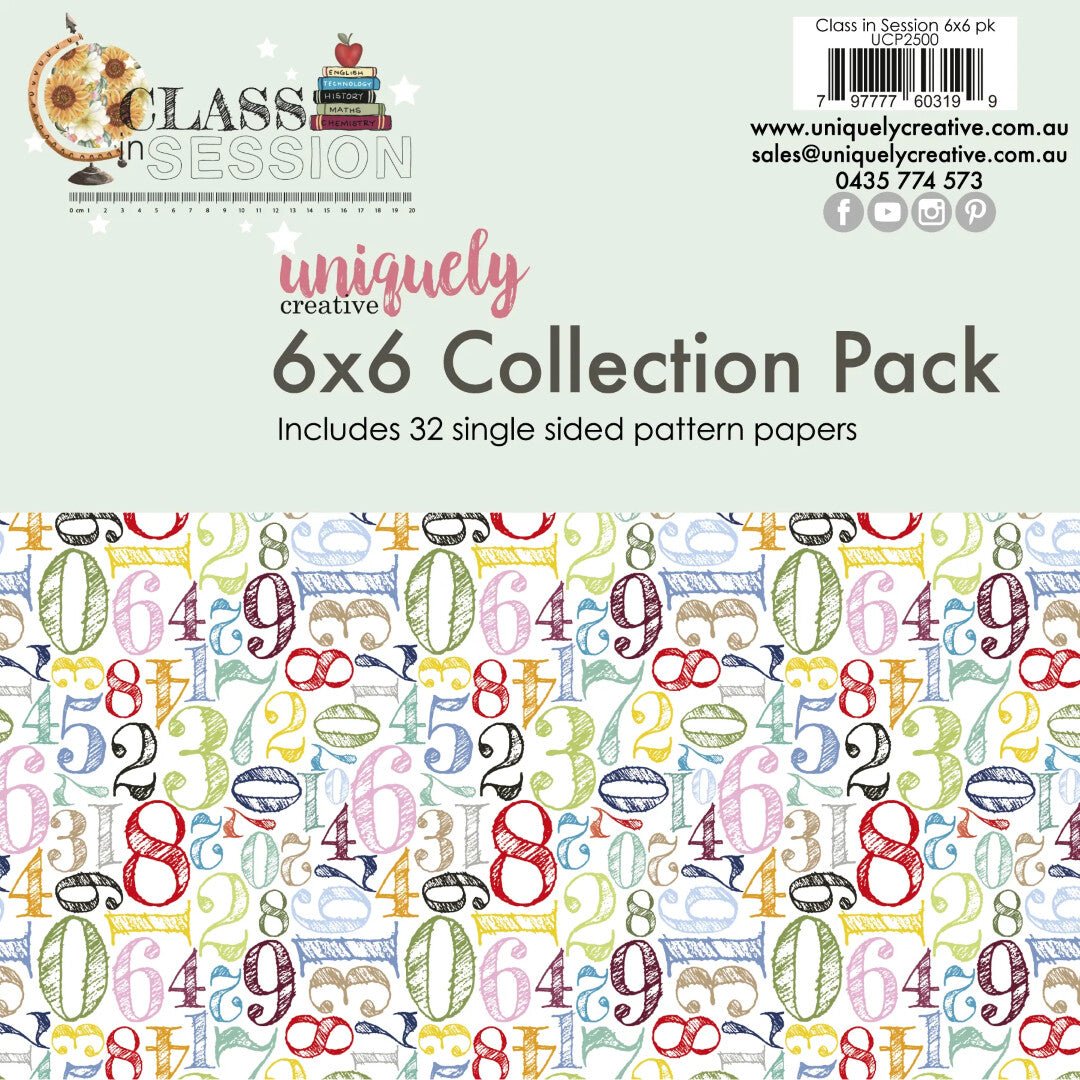 Uniquely Creative - Class in Session 6 x 6 Collection Pack (32 sheets) with Mini Cut-a-Part Sheet - The Crafty Kiwi