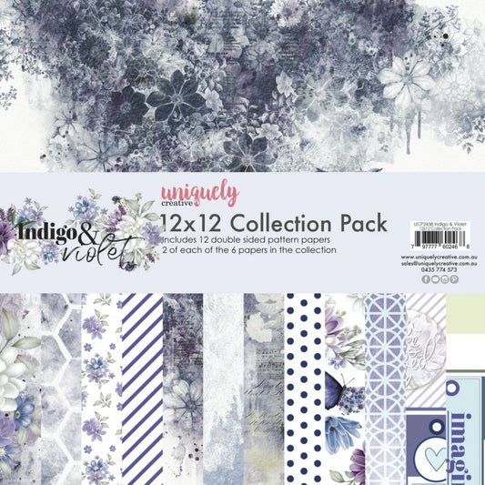 Uniquely Creative - Indigo & Violet 12x12 Collection Pack (12 sheets) with Creative Cuts - The Crafty Kiwi