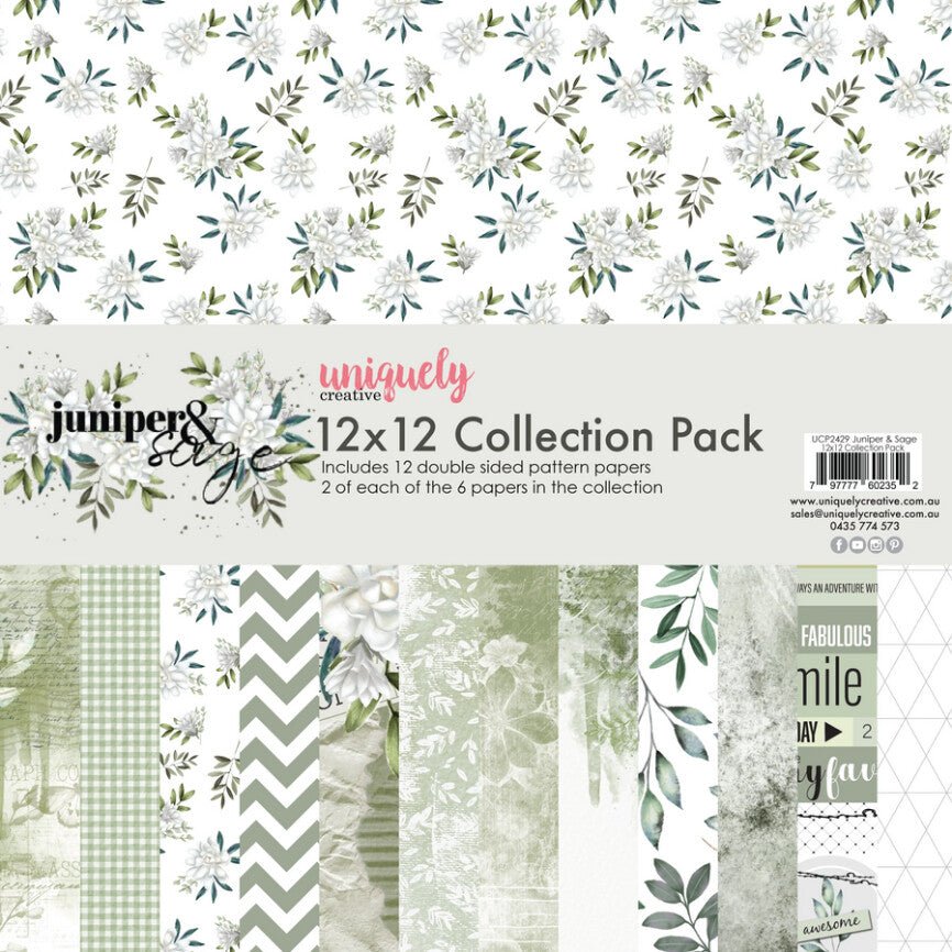 Uniquely Creative - Juniper & Sage 12x12 Collection Pack (12 sheets) with Creative Cuts - The Crafty Kiwi