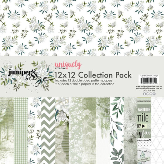 Uniquely Creative - Juniper & Sage 12x12 Collection Pack (12 sheets) with Creative Cuts - The Crafty Kiwi