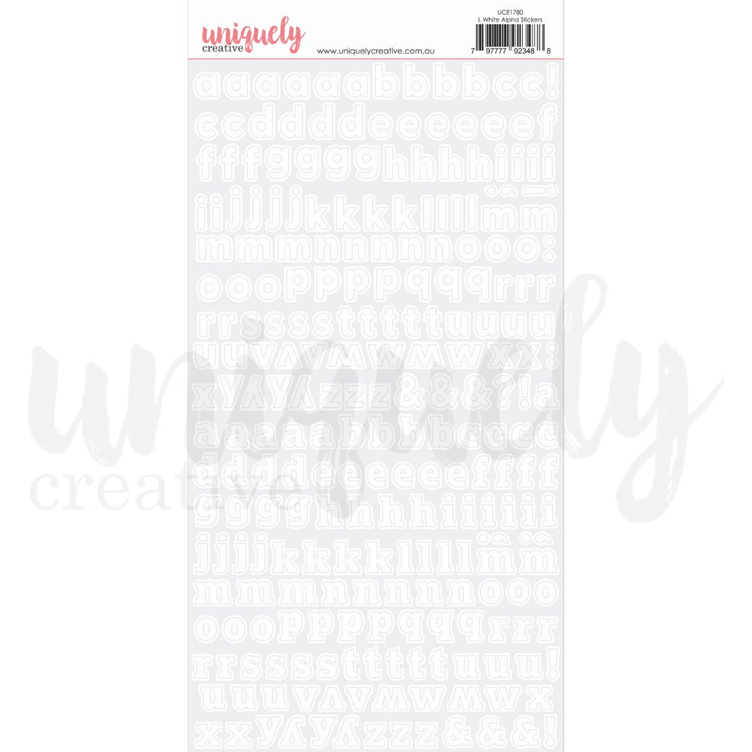 Uniquely Creative - Lower White Alpha Stickers - The Crafty Kiwi