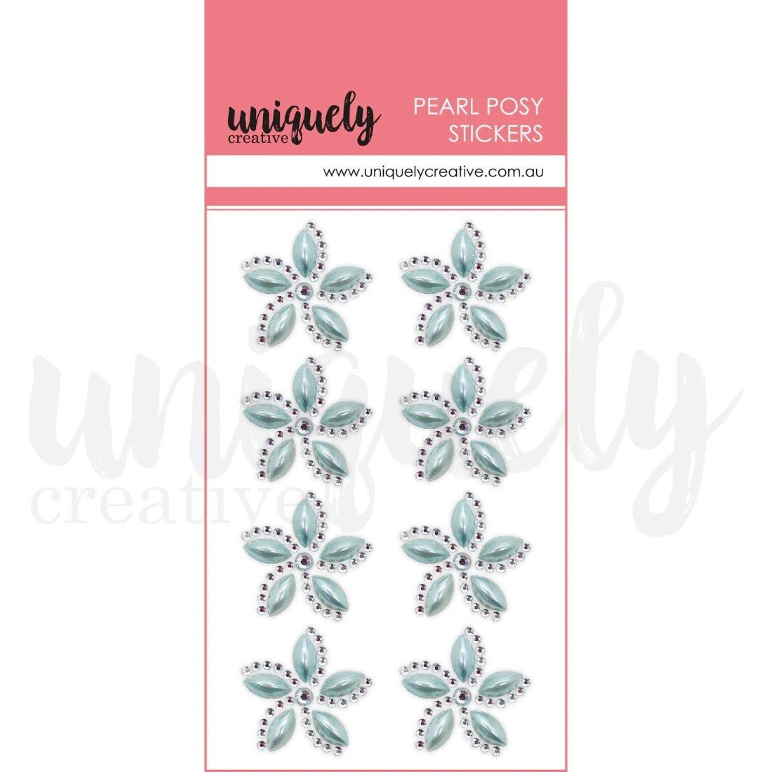 Uniquely Creative - Pearl Posy Embellishments - Blue - The Crafty Kiwi