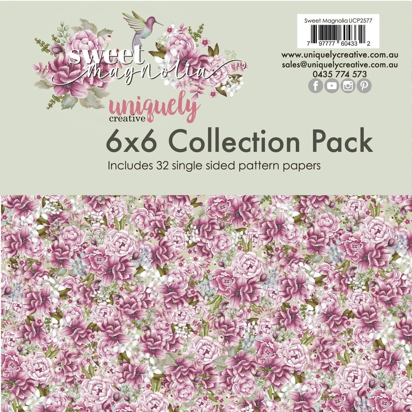 Uniquely Creative - Sweet Magnolia - 6x6 Paper pack + FREE cut-apart sheet - The Crafty Kiwi
