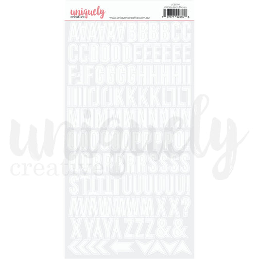 Uniquely Creative - Upper White Alpha Stickers - The Crafty Kiwi