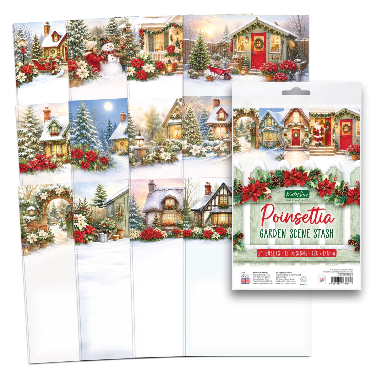 Katy Sue -  Poinsettia Garden Scene Stash (12/sheets) (2026)
