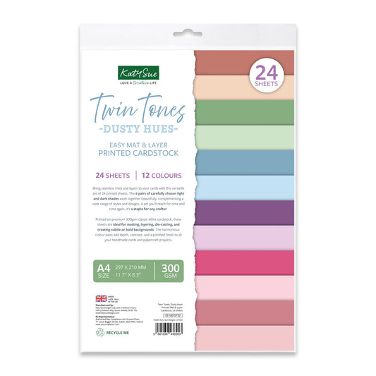 Katy Sue - Twin Tones - Dusty Hues Printed Mat & Layer Cardstock (12/sheets) (Rose Couture Collection)