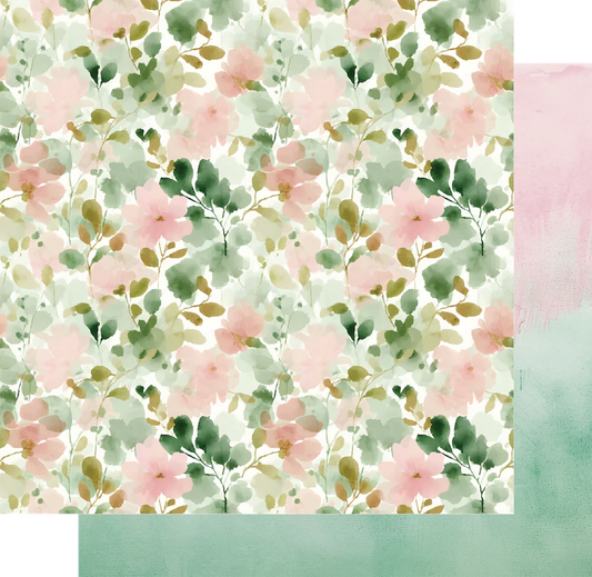 Uniquely Creative - Tea & Tranquility - 12x12 Steeped in Blooms Paper (1/sheet)