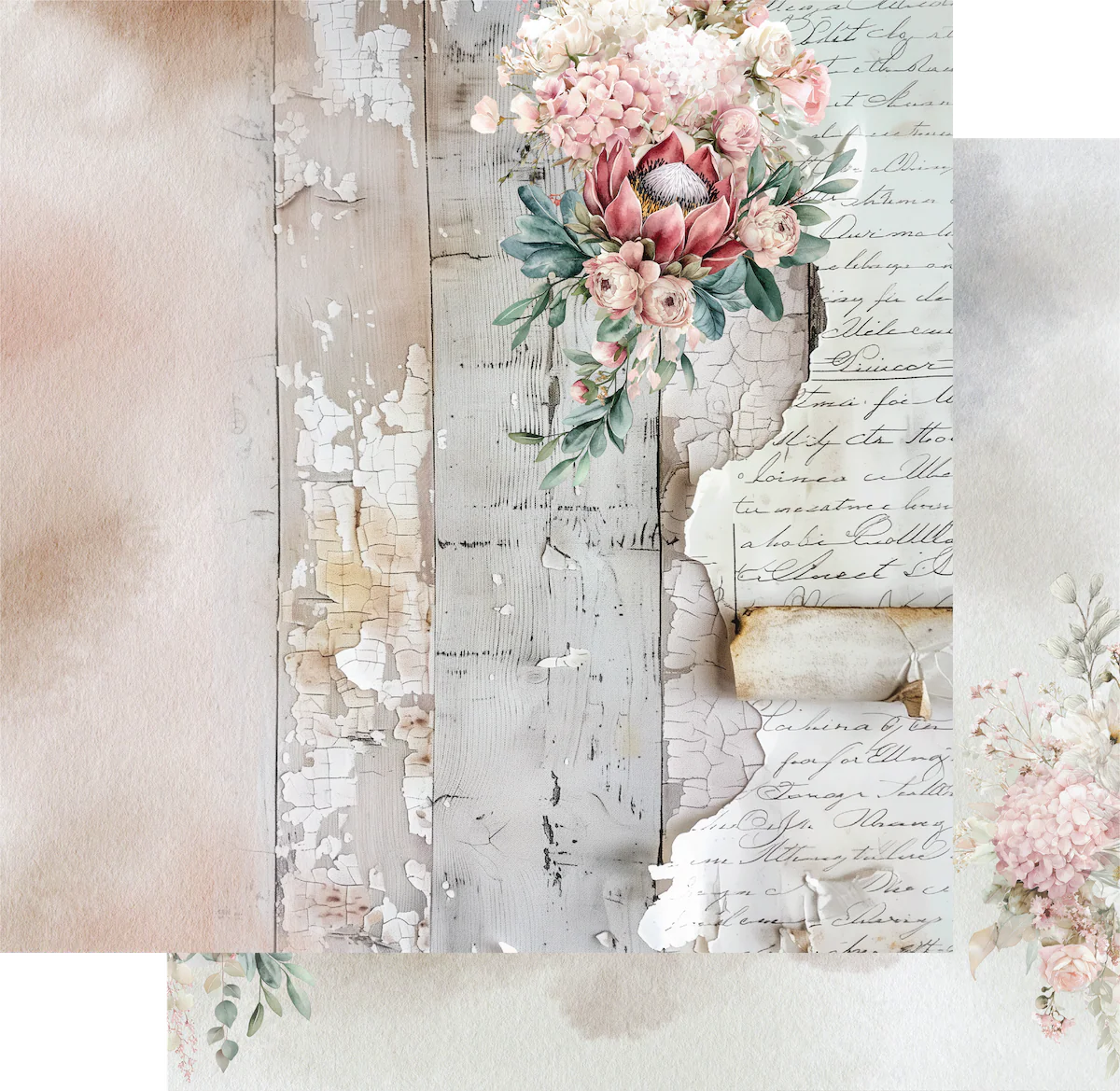 Uniquely Creative - 12x12 Written Home Paper (1/sheet) Paperbark Blooms