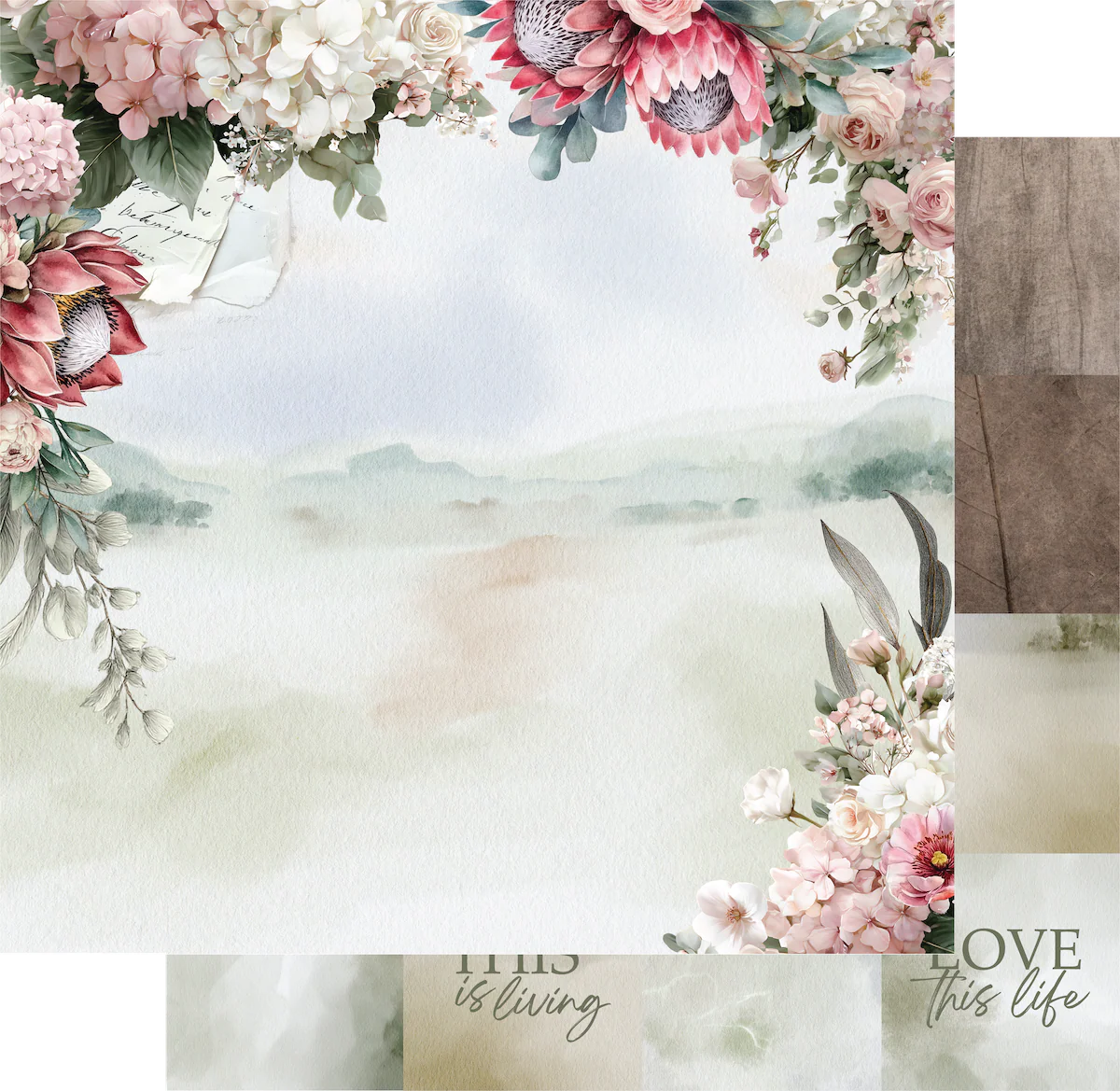 Uniquely Creative - 12x12 Folded Stories Paper (1/sheet) Paperbark Blooms