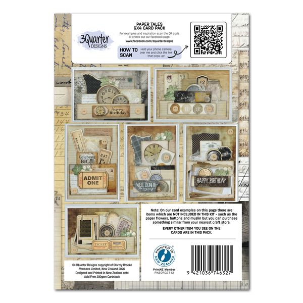 3Quarter Designs - 6x4 Card Making Pack - Paper Tales
