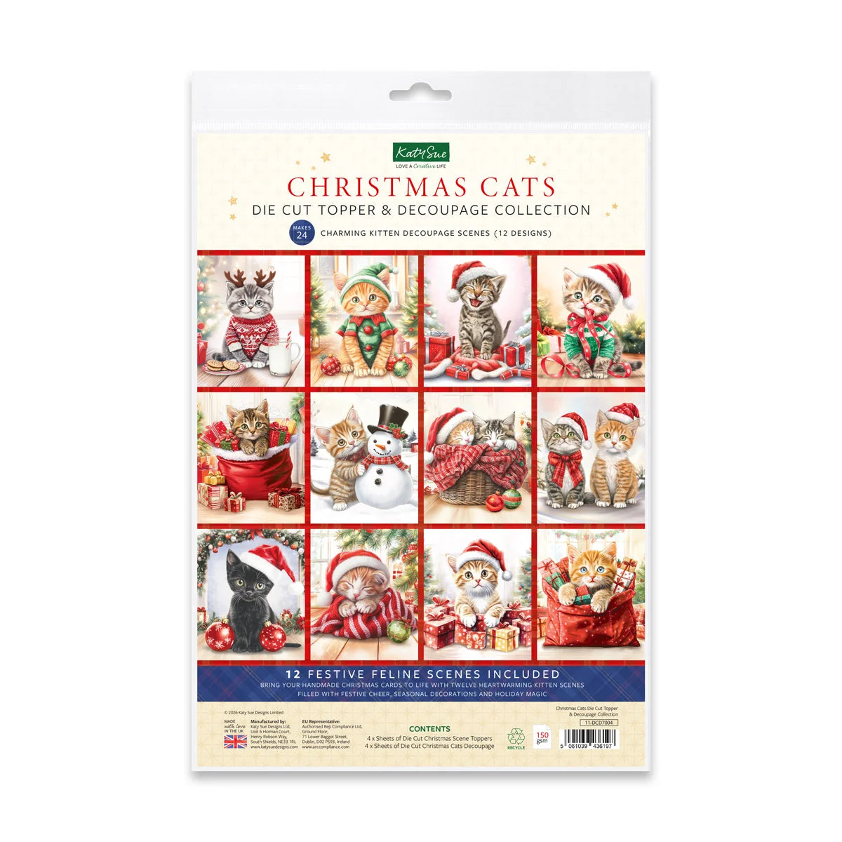 Katy Sue - Christmas Cats Die Cut Topper & Decoupage Collection (12 designs)