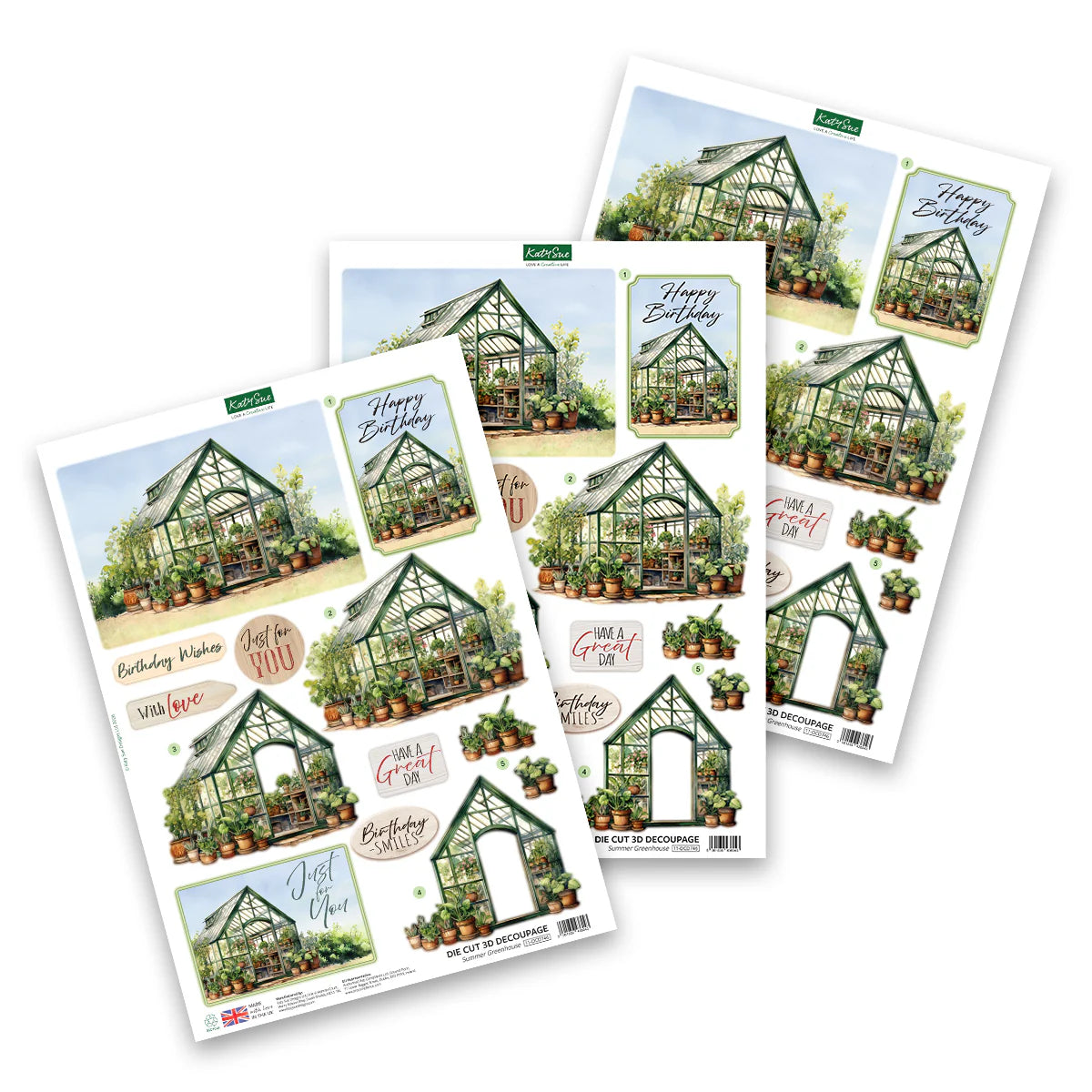 Katy Sue - 3D Die Cut Decoupage - Summer Greenhouse (1/sheet)