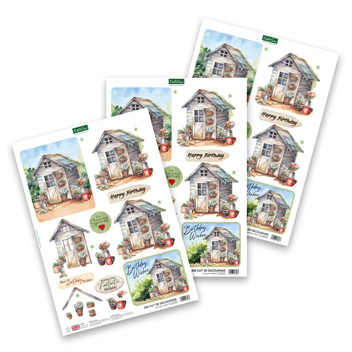 Katy Sue -  3D Die Cut Decoupage - The Potting Shed - (1/sheet)