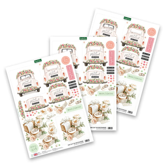 Katy Sue - 3D Die Cut Decoupage – Just Married (1/sheet) (Forever & Always)