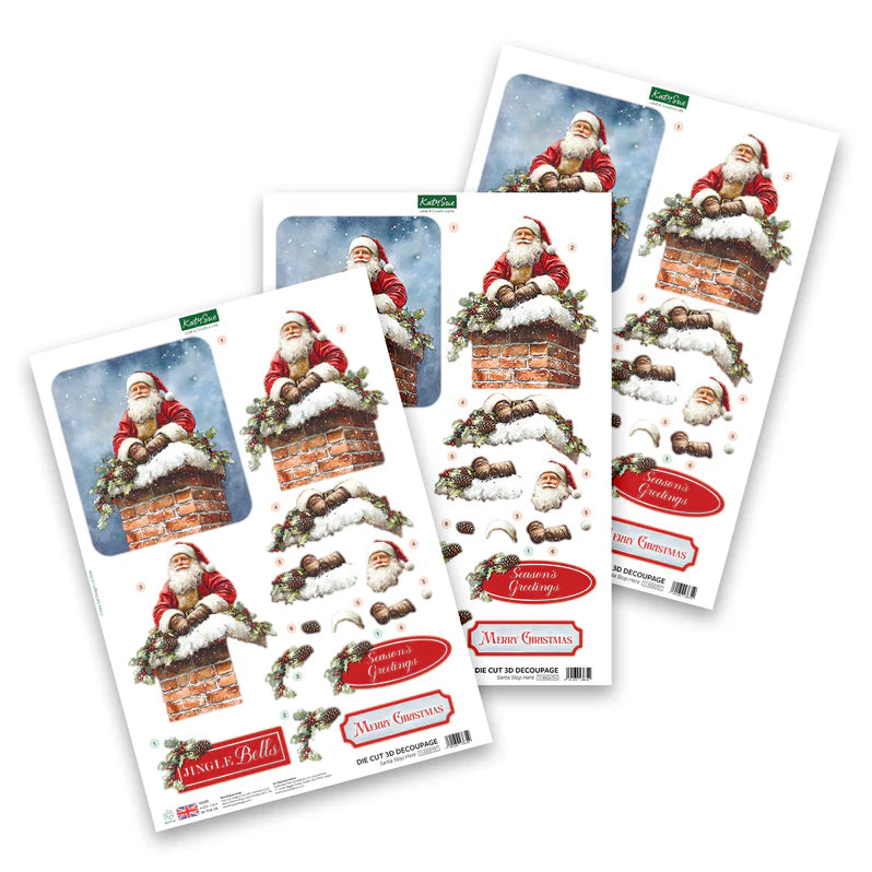 Katy Sue - Die Cut Decoupage – Santa Stop Here (1/sheet)