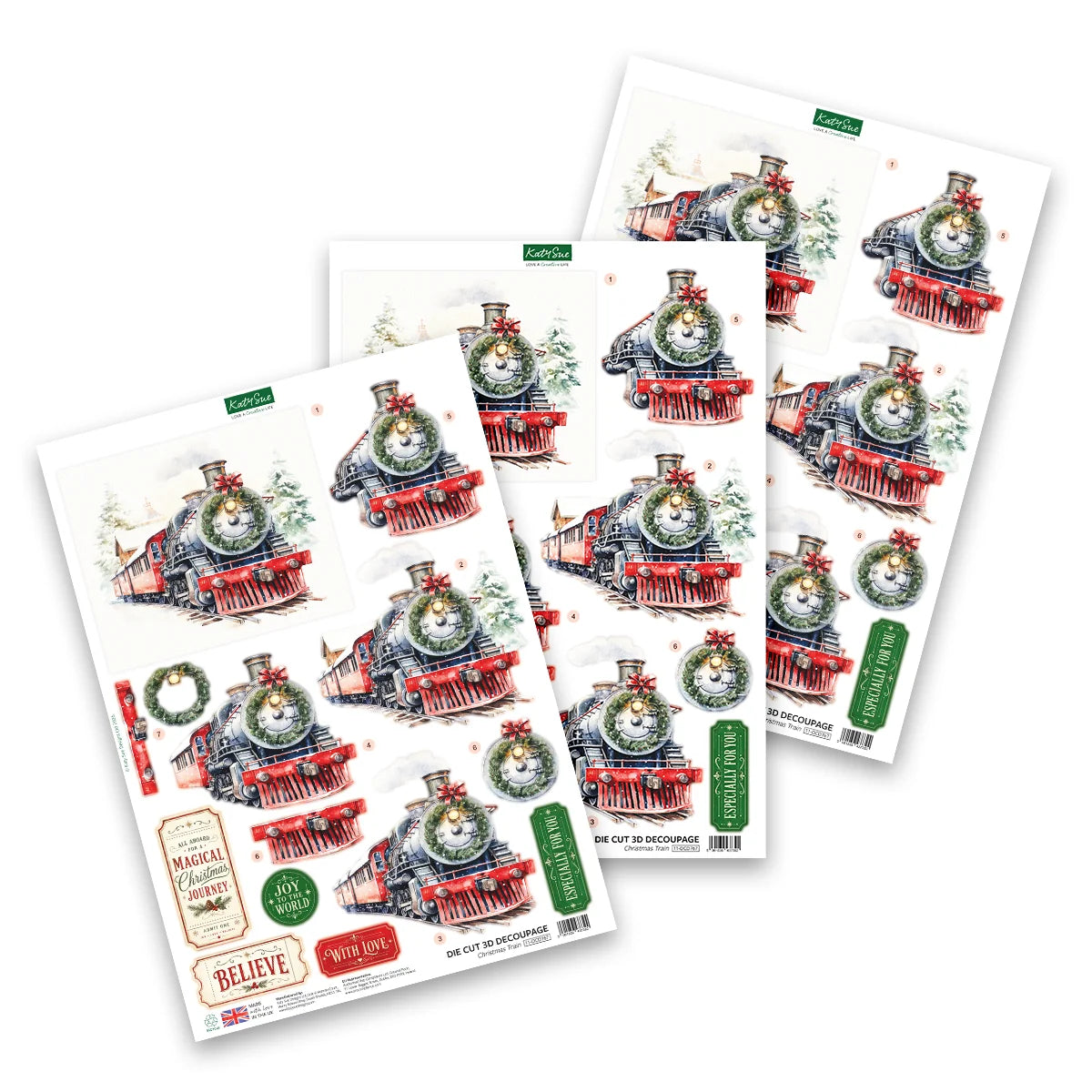 Katy Sue - Die Cut Decoupage – Christmas Train (1/sheet)