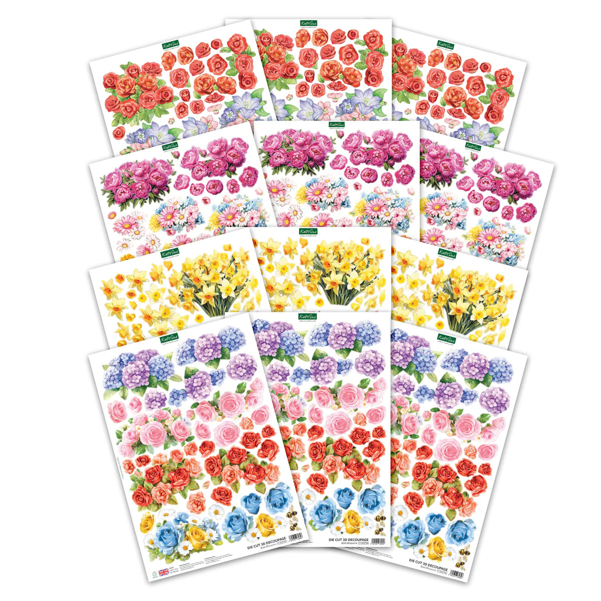 Katy Sue - Die Cut Decoupage - Bumper Bouquets (4/sheet)