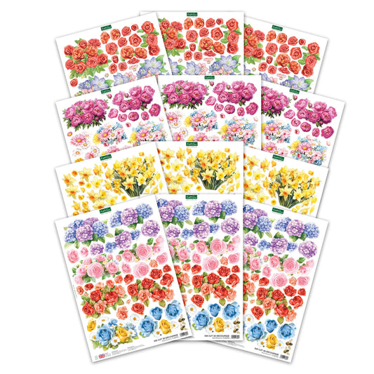Katy Sue - Die Cut Decoupage - Bumper Bouquets (4/sheet)