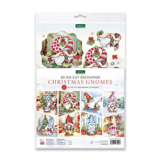 Katy Sue -Die Cut Decoupage – Christmas Gnomes + matching Scenes (8/pack)