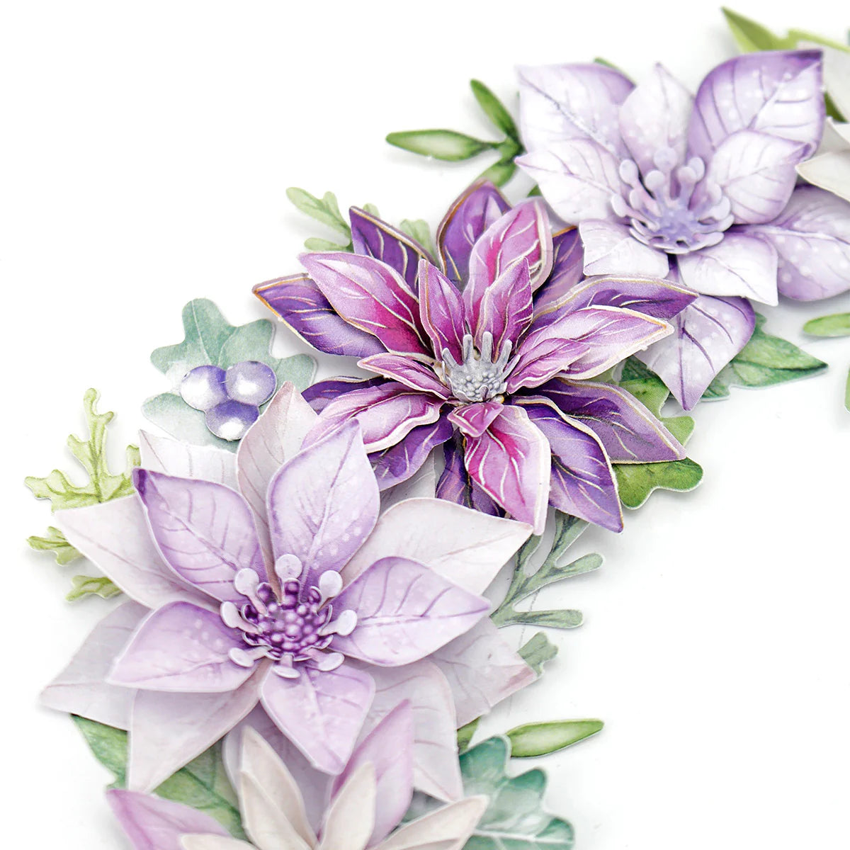 Katy Sue - Die Cut Flowers & Leaves - Dusky Violet Blooms (3/sheets)