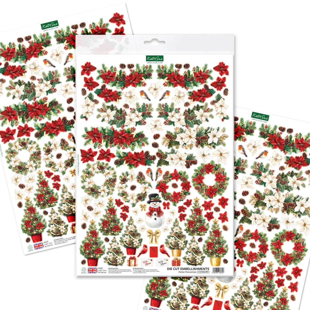 Katy Sue - Petite Poinsettias Die Cut Embellishments (1/sheet)