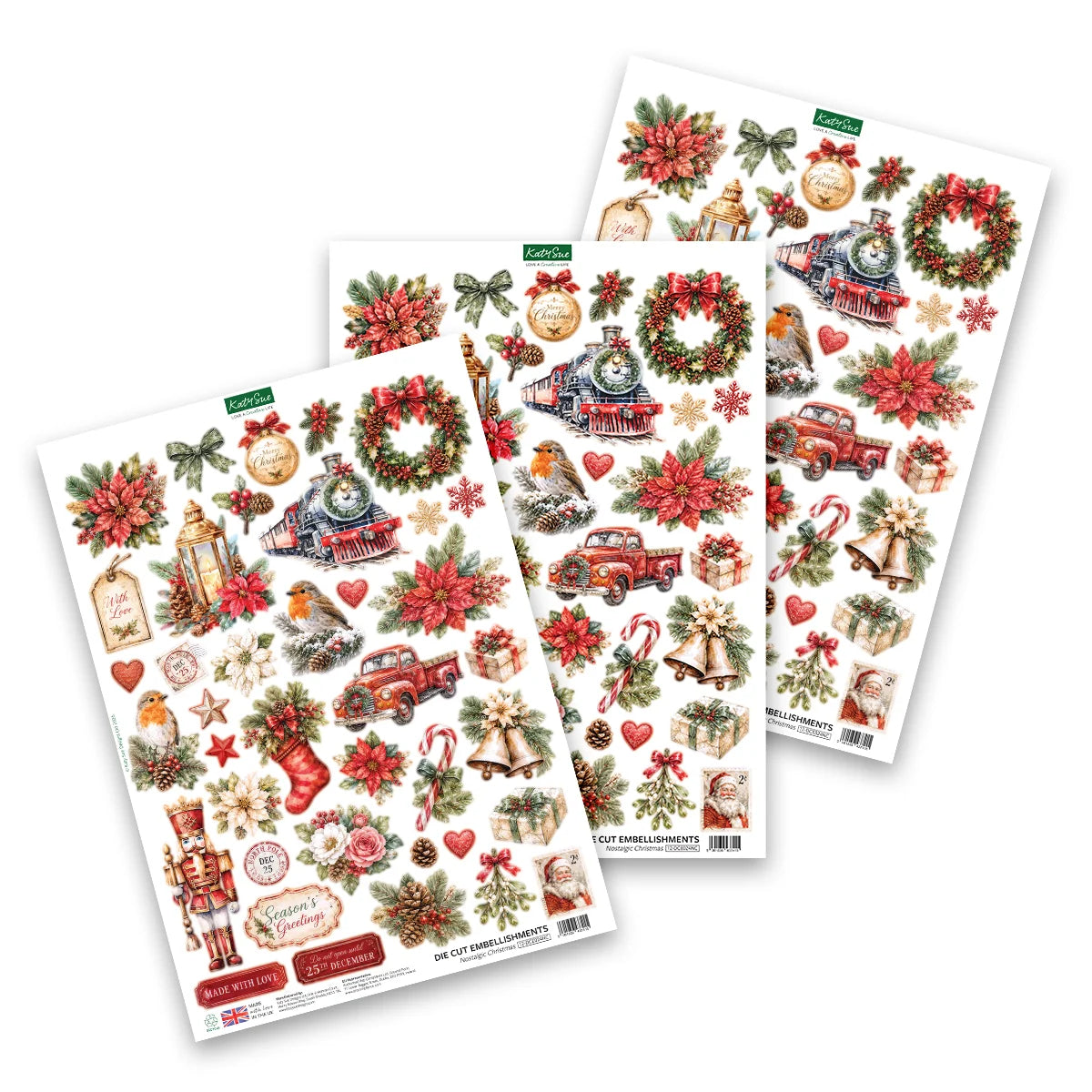 Katy Sue - Nostalgic Christmas Die Cut Embellishments, (1/sheet1) (2026)