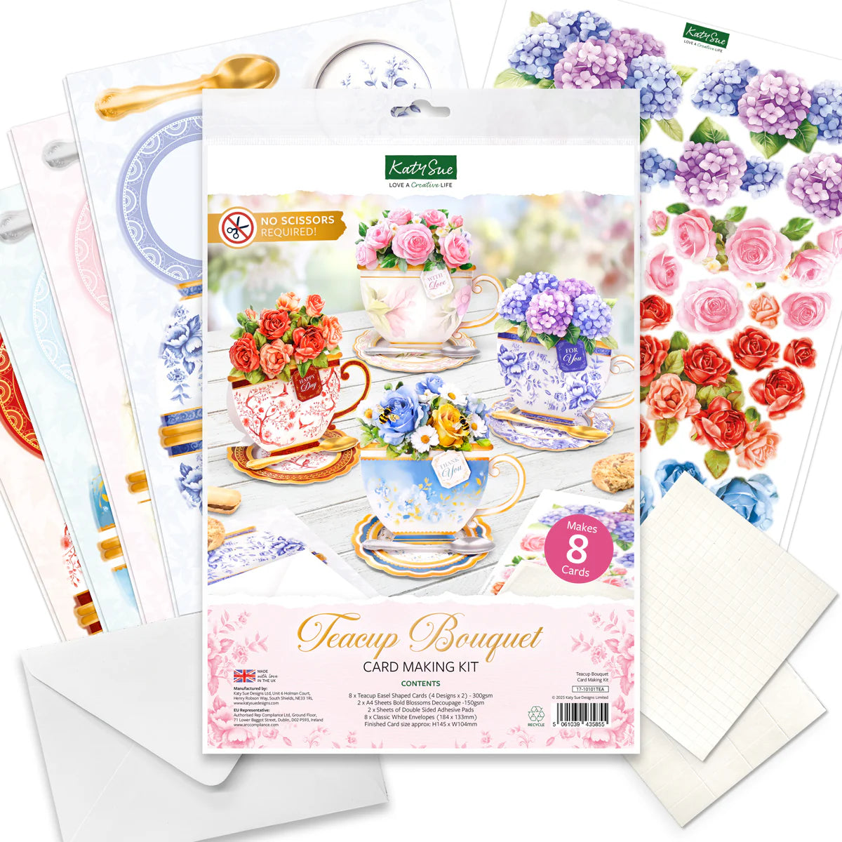Katy Sue - Teacup Bouquet Card Making Kit (4 pack)