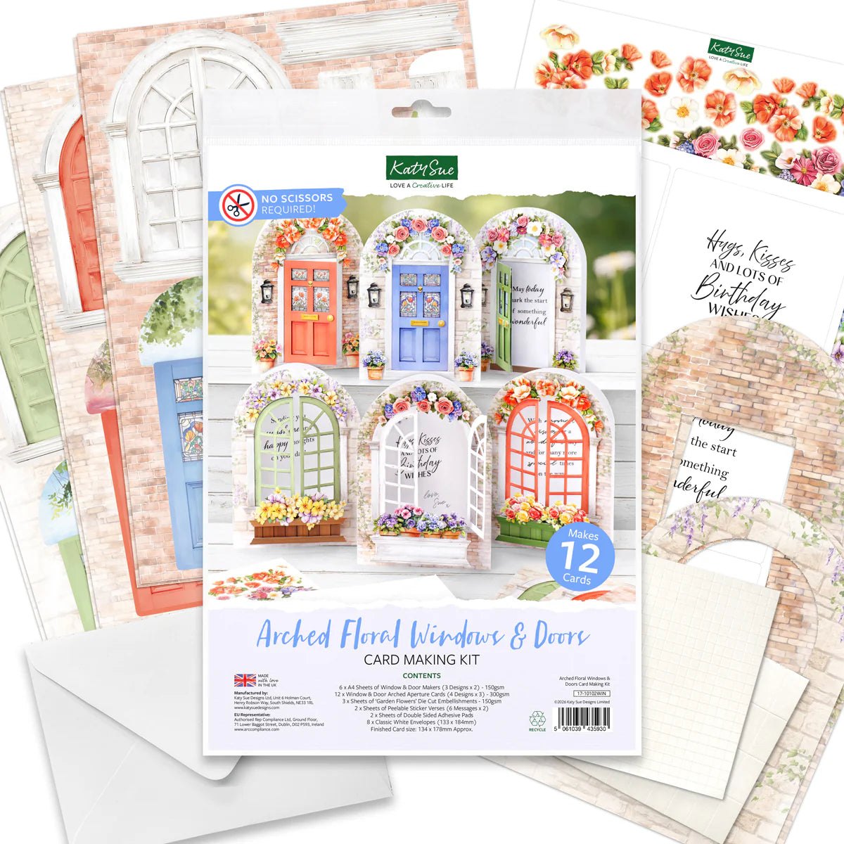 Katy Sue - Arched Floral Windows & Doors Card Making Kit (6 pack)