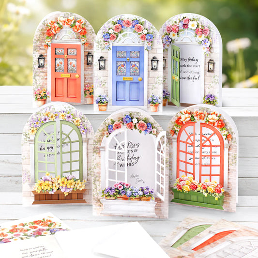 Katy Sue - Arched Floral Windows & Doors Card Making Kit (6 pack)