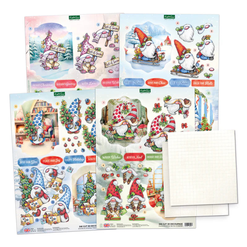 Katy Sue - Cosy Christmas Gnomes Card Making Kit (8/pack)
