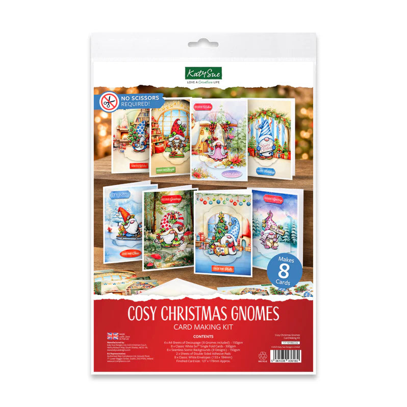 Katy Sue - Cosy Christmas Gnomes Card Making Kit (8/pack)