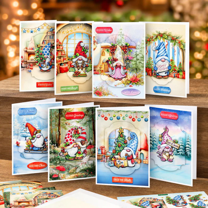 Katy Sue - Cosy Christmas Gnomes Card Making Kit (8/pack)