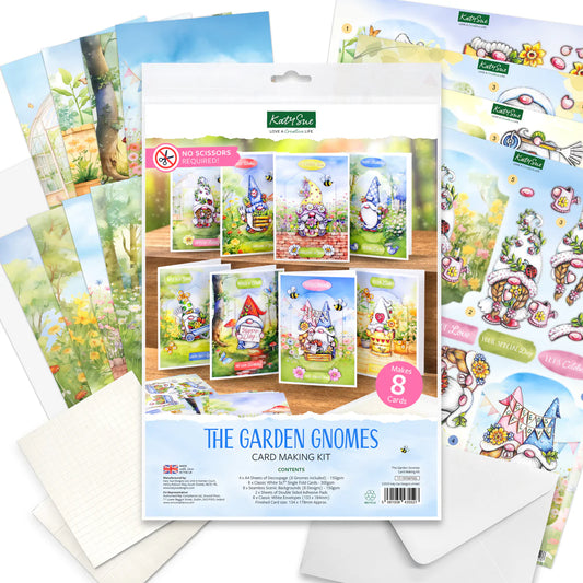 Katy Sue - The Garden Gnomes Card Making Kit (4 pack)