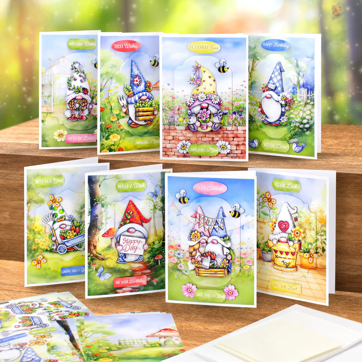Katy Sue - The Garden Gnomes Card Making Kit (4 pack)